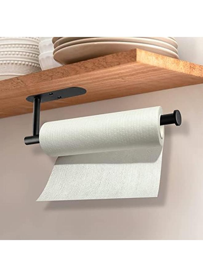 شواي حامل المناشف الورقية، حامل المناشف الورقية تحت الخزانة، حامل المناشف الورقية ذاتي اللصق من الفولاذ المقاوم للصدأ، قوي ومتين باللون الأسود - Image 3