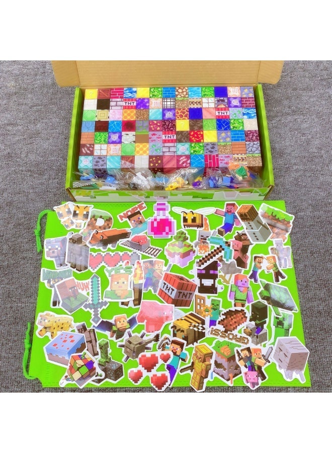 【Stickers Included】Magnetic Block Building Set Magnetic Block Set Magnetic Particles Children's Magnetic Attraction Toys 150 Particles + 6 Minifigures + 10 Stickers + Color Box + Storage Bag + Instruction Manual - Image 3