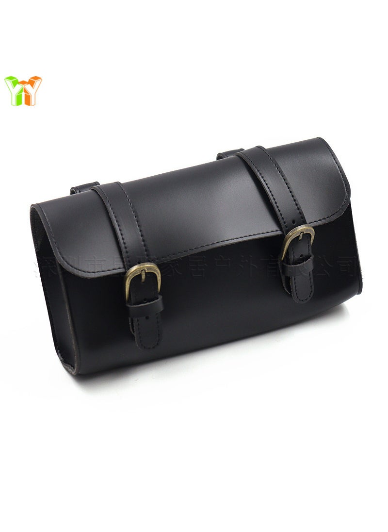 Generic Waterproof Dustproof PU Leather Cycling Bag Black 