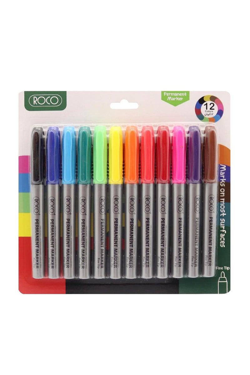 قلم تحديد دائم برأس مستدير من 1 إلى 4 مم، ألوان متنوعة