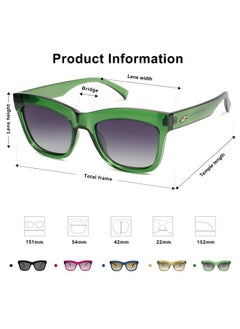 Classic Cat Eye Polarized Sunglasses For Women Retro Trendy Bold Rectangular Sunnies Sj2254, Green/Grey - pzsku/Z961A5F1EB170521F581DZ/45/_/1735817432/910a1f03-6c86-4a37-b662-e8486d9b824f