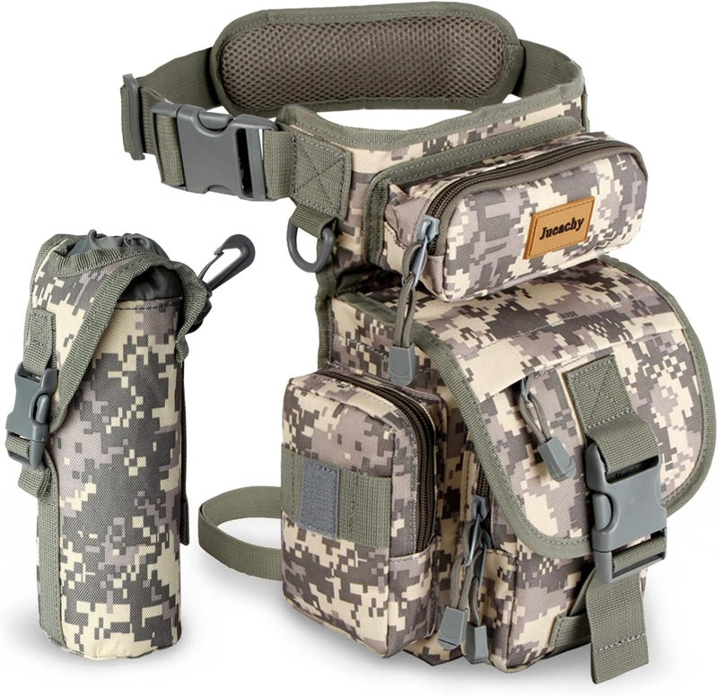 Jueachy Drop Leg Bag for Men Tactical Metal Detecting Thigh Pack with Water Bottle Pouch - Image 1