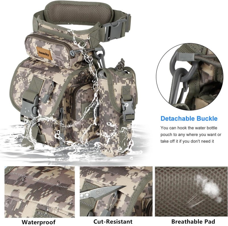 Jueachy Drop Leg Bag for Men Tactical Metal Detecting Thigh Pack with Water Bottle Pouch - Image 2