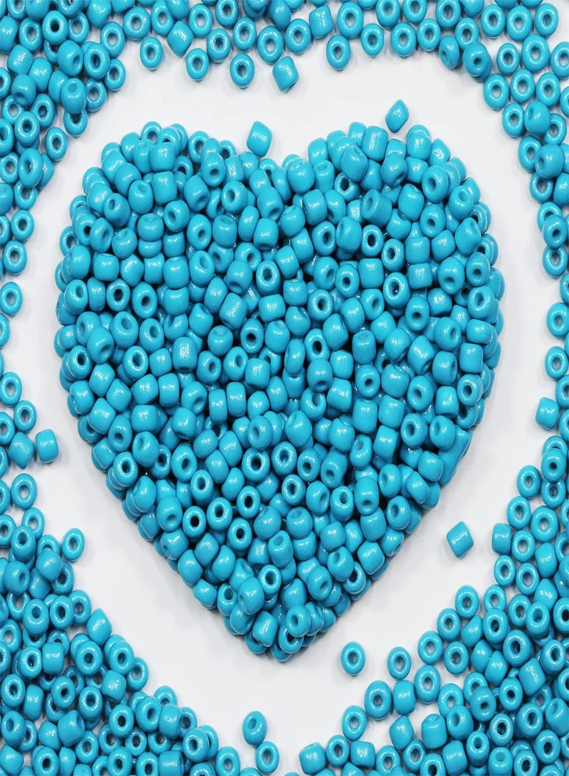 GGOOT Bulk 4mm (Lake Blue) Seed Beads for Jewelry Making 110 Grams About 160pcs 6/0 Glass Craft Beads for Making Earrings, Bracelets, Pendants, Waist Jewelry, DIY Handmade Seed Beads (Lake Blue, 4  - Image 1