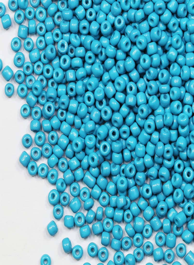 GGOOT Bulk 4mm (Lake Blue) Seed Beads for Jewelry Making 110 Grams About 160pcs 6/0 Glass Craft Beads for Making Earrings, Bracelets, Pendants, Waist Jewelry, DIY Handmade Seed Beads (Lake Blue, 4  - Image 2