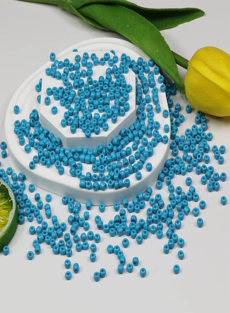 GGOOT Bulk 4mm (Lake Blue) Seed Beads for Jewelry Making 110 Grams About 160pcs 6/0 Glass Craft Beads for Making Earrings, Bracelets, Pendants, Waist Jewelry, DIY Handmade Seed Beads (Lake Blue, 4  - Image 3