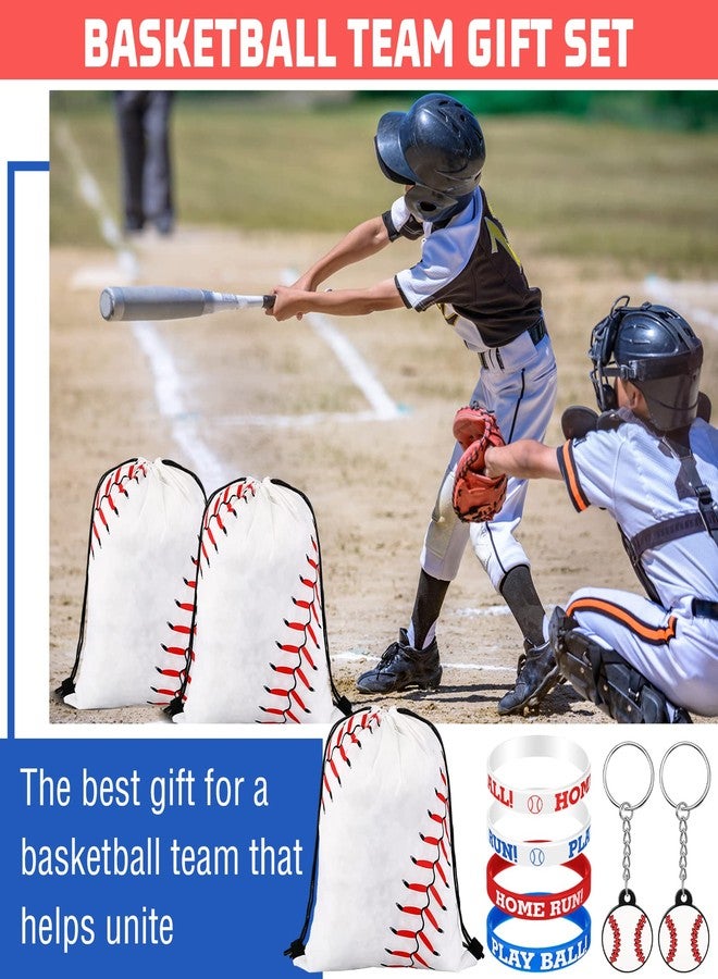 LEIFIDE 148 Pcs Baseball Party Favors Baseball Team Gifts Include Drawstring Bag, Silicone Wristbands, Keychain, Braided Rope Necklaces and Stickers Birthday Gifts for Baseball Players Lover - Image 4