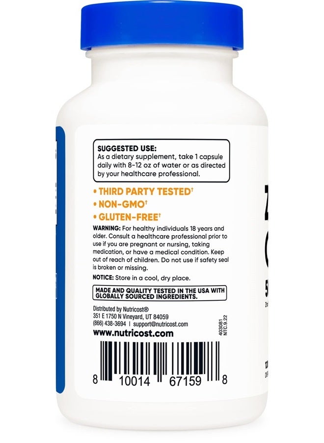 Nutricost Zinc Chelate 50mg, 120 Vegetarian Capsules - Gluten Free and Non-GMO - Image 3