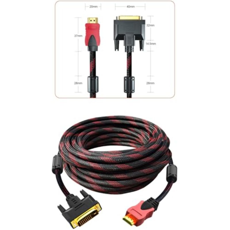 كابل HDMI إلى DVI بطول 1.4 متر، سلك تحويل عالي الوضوح ثنائي الاتجاه 4K عالمي للتلفزيون، وجهاز العرض، مطلي بالذهب - Image 2