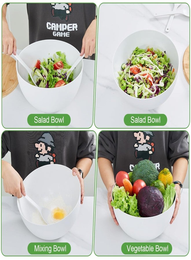 GEHE 12" Salad Bowls, Bamboo Fiber Salad Bowl with Lid, 7.7Qt Extra Large Mixing Bowls with Servers for Kitchen, Salad Serving Bowl Set with Utensils for Salad, Pasta, Fruits, Vegetables and Dessert - Image 5