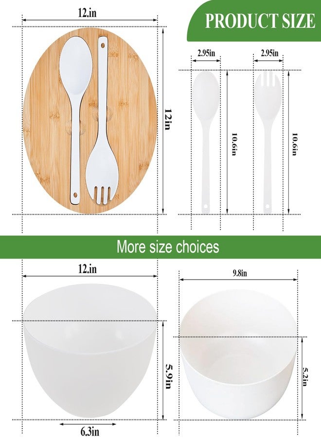 GEHE 12" Salad Bowls, Bamboo Fiber Salad Bowl with Lid, 7.7Qt Extra Large Mixing Bowls with Servers for Kitchen, Salad Serving Bowl Set with Utensils for Salad, Pasta, Fruits, Vegetables and Dessert - Image 2