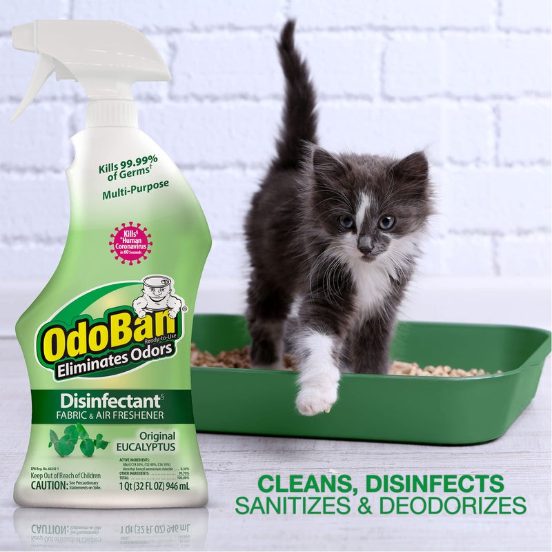 OdoBan Ready-to-Use Disinfectant and Odor Eliminator, 32 Ounce Spray Bottle, Original Eucalyptus Scent - Image 5