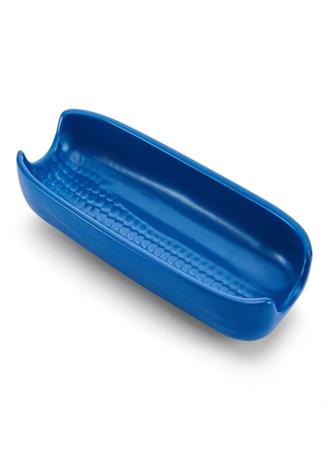 Pfaltzgraff Callie Blue Corn Dishes Set of 4, Stoneware Corn on the Cob Holders, 8.25 Inches Long, Dishwasher and Microwave Safe, Charming Blue Dinnerware for Family Meals - Image 2