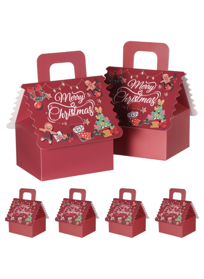 HSEAMALL 20pcs set of red base boxes with red cardstock lids Christmas party boxes. Paper confectionery boxes in a portable cottage design. New Year, Christmas, Christmas Eve, birthday party decorations and dessert boxes(Red) - Image 1