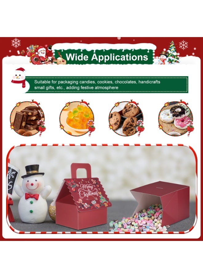 HSEAMALL 20pcs set of red base boxes with red cardstock lids Christmas party boxes. Paper confectionery boxes in a portable cottage design. New Year, Christmas, Christmas Eve, birthday party decorations and dessert boxes(Red) - Image 4