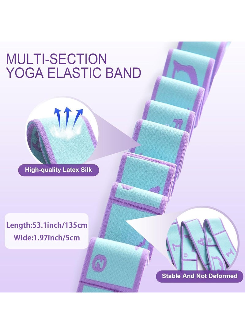 بيوينتي اربطة مطاطية للتمرين، حزام مطاطي لليوغا، حزام مرن 12 حلقات للعلاج الطبيعي والبيلاتس واليوغا والرقص والجمباز وشريط مرن قابل للتمدد - Image 2