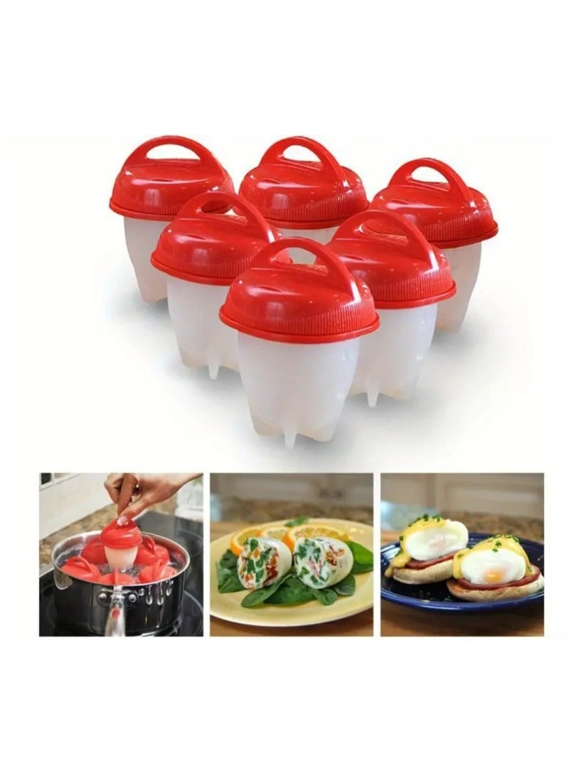 LDQ 6 Pcs Silicone Egg Cooking Cup, Perfect Hard Boiled Eggs for School, Non-Stick, Heat Resistant, Easy Clean, Shell less Breakfast Maker, High Temperature Resistant Steamer Cups. - Image 1