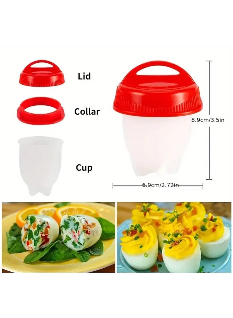 LDQ 6 Pcs Silicone Egg Cooking Cup, Perfect Hard Boiled Eggs for School, Non-Stick, Heat Resistant, Easy Clean, Shell less Breakfast Maker, High Temperature Resistant Steamer Cups. - Image 3