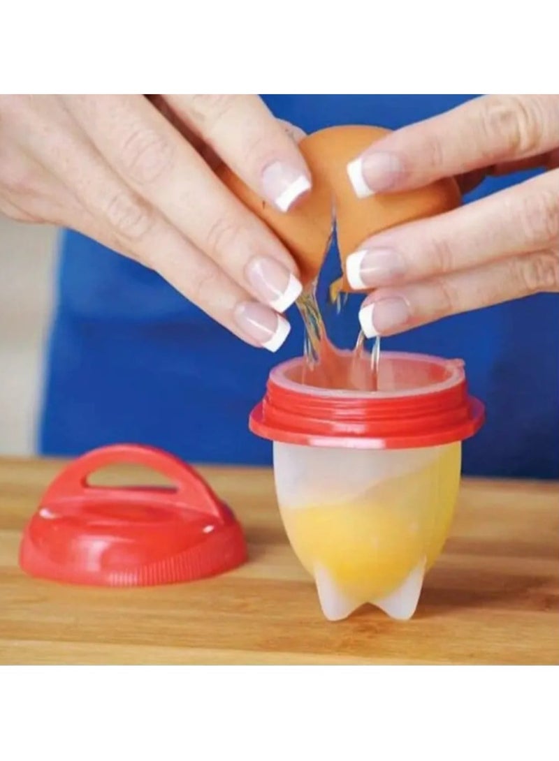 LDQ 6 Pcs Silicone Egg Cooking Cup, Perfect Hard Boiled Eggs for School, Non-Stick, Heat Resistant, Easy Clean, Shell less Breakfast Maker, High Temperature Resistant Steamer Cups. - Image 2