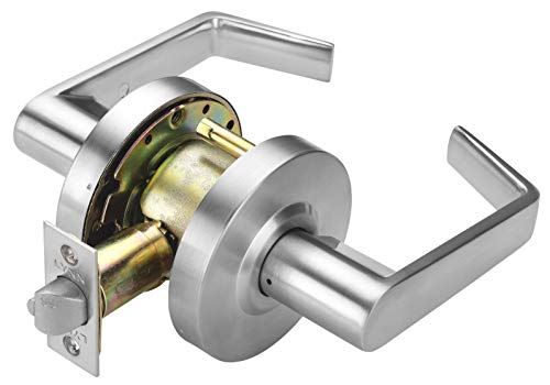 LYNN HARDWARE Commercial Door Lever Lock HeavyDuty Locking Door Handle Designer Door Handles Cylindrical Lever Lock NonHanded Grade 2 Door Handle Satin Chrome PassageCloset