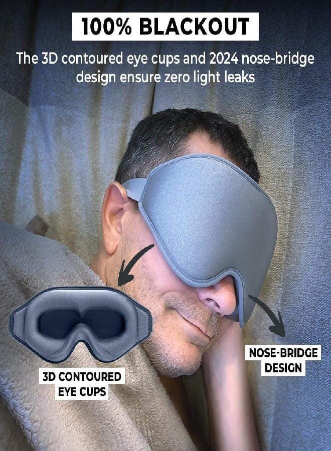 قناع النوم 3D من FlyHugz® للسفر والمنزل | قناع عين ناعم للغاية، 100% يحجب الضوء لنوم أعمق | ضغط صفر على العين، حزام قابل للتعديل مع تصميم جسر الأنف | مثالي للسفر والأرق - Image 2