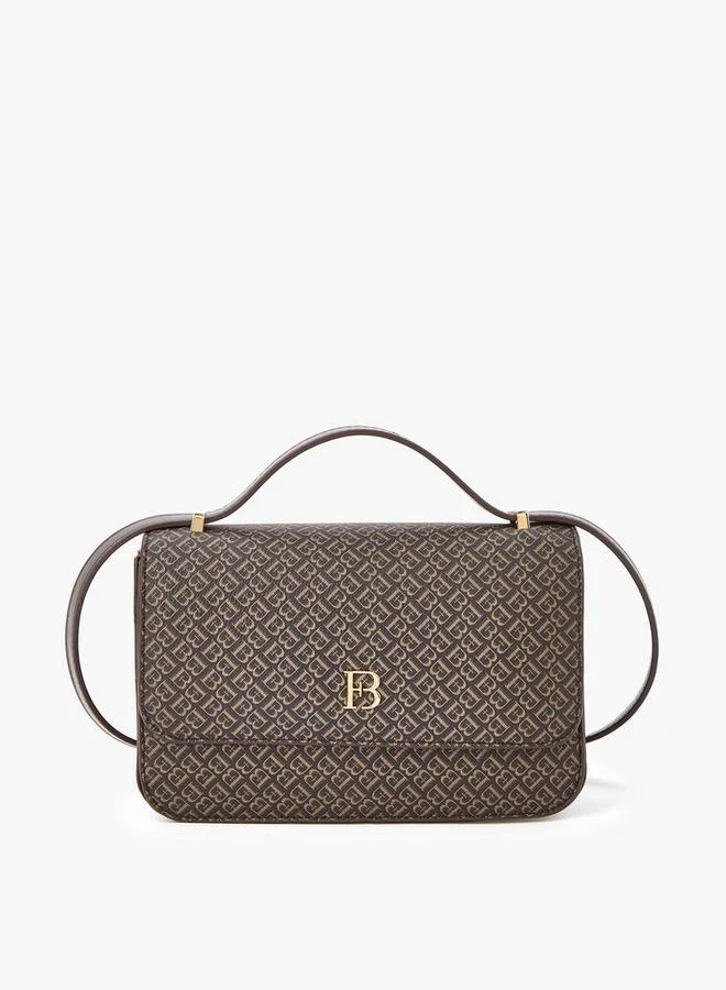 Flora Bella By Shoexpress Flora Bell Monogram Print Crossbody Bag with Flap Closure