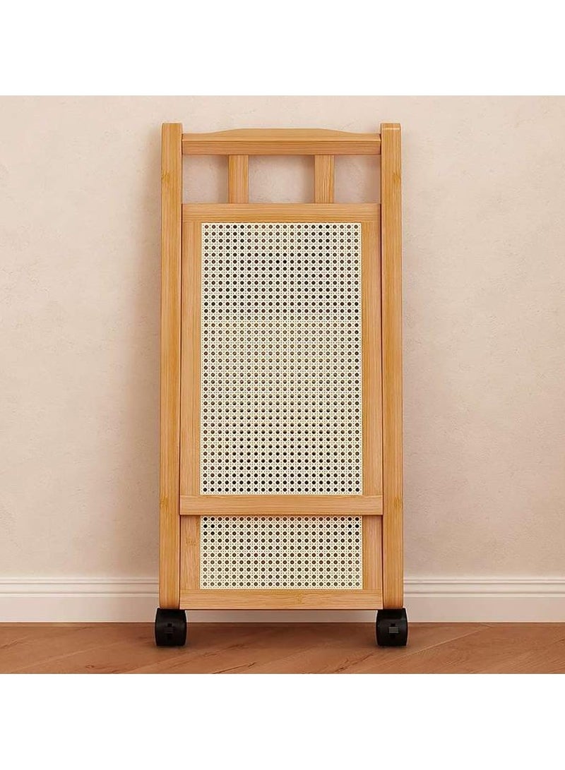 LINGWEI Foldable Bamboo Serving Cart - Multifunctional Kitchen Trolley with Movable Wheels, Space-Saving Design - Ideal for Home, Bar, and Restaurant Use - Image 4