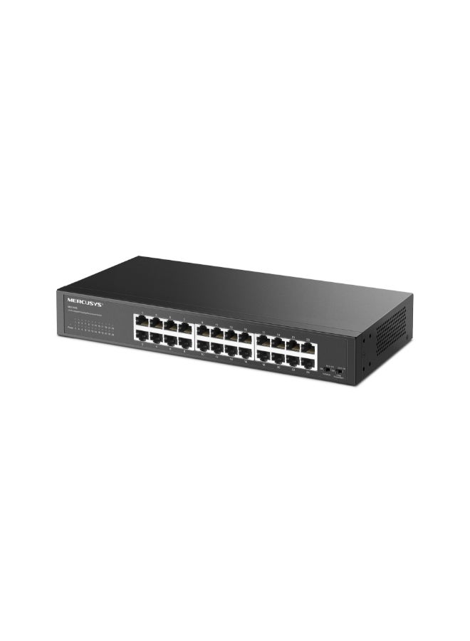 MERCUSYS 24-Port Gigabit Desktop/Rackmount Switch
PORT: 24× Gigabit RJ45 Ports
SPEC: 1U 13-inch Rack-mountable Steel Case
FEATURE: Isolation Mode，Loop Prevention，Plug and Play Black - Image 3
