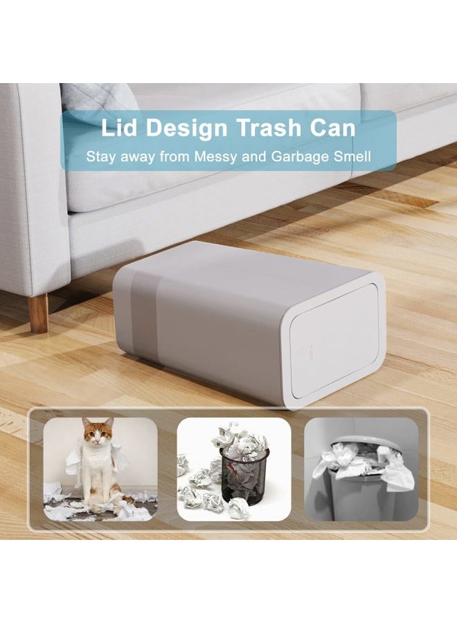 NetDot N. NETDOT 3 Pack Small Trash Can with lid, 3 Gallon Bathroom Trash Can,Garbage Can Slim Trash Bin Waste Basket for Bathroom,Kitchen,Bedroom,Living Room,Office,Laundry - Grey - Image 4