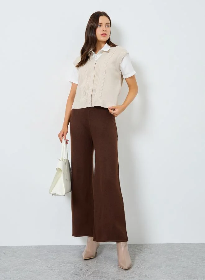 Styli Beige Cable Knit Vest Top
