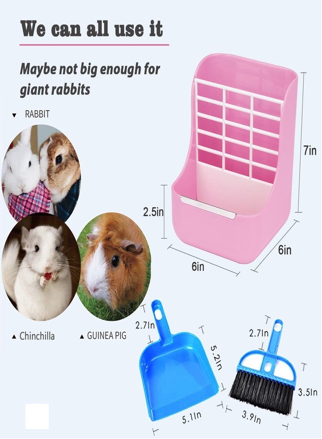 HERCOCCI Rabbit Hay Food Bin Feeder and Bunny Water Bottle Set, Hay Food Feeder Bowls Manger Rack with 500ml Hanging Water Dispenser Prevent Knock Over for Rabbit Guinea Pig Chinchilla (Large, Pink) - Image 2