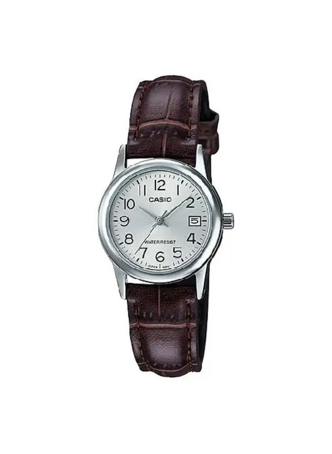 Casio Ladies Analog LTP-V002L-7B2UDF Silver Dial Leather Strap Women's Watch - Image 1