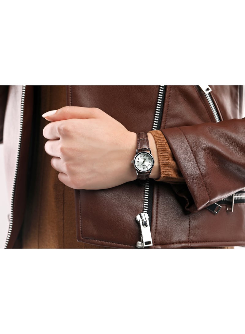 Casio Ladies Analog LTP-V002L-7B2UDF Silver Dial Leather Strap Women's Watch - Image 3
