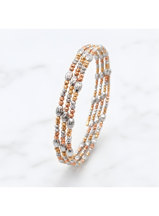 BAFLEH JEWELLERY Add a Touch of Luxury to Your Look with the Exquisite Spring Bangle in 18K Gold with Intricate Beats Detailing - Image 2