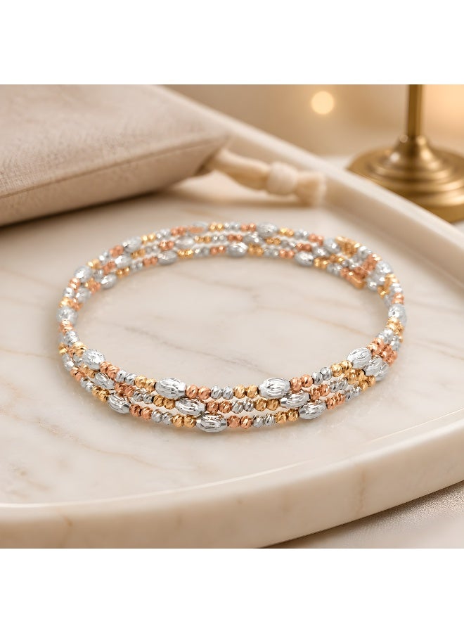 BAFLEH JEWELLERY Add a Touch of Luxury to Your Look with the Exquisite Spring Bangle in 18K Gold with Intricate Beats Detailing - Image 1
