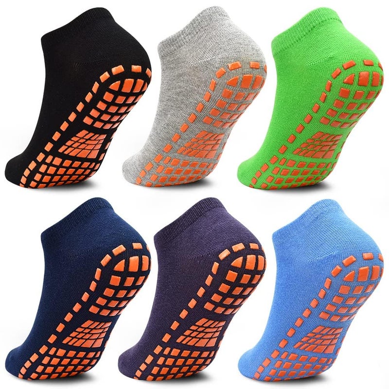 Tphon Boys Non Slip Trampolines Socks with Grips Ankle Socks for Toddler Girls Low Cut Athletic Socks for Sports Games 6 Pairs - Image 1