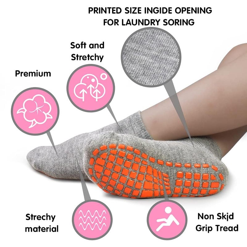 Tphon Boys Non Slip Trampolines Socks with Grips Ankle Socks for Toddler Girls Low Cut Athletic Socks for Sports Games 6 Pairs - Image 2