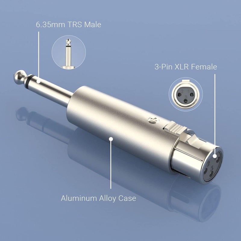 Cubilux Unbalance XLR Female to 1/4” TS Male Converter, XLR to 6.35mm(Quarter Inch) TS Mono Adapter for Guitar, Keyboard, Drum, Microphone, Power Amplifier, Mixer, Karaoke System, Speaker, 2-Pack - Image 4