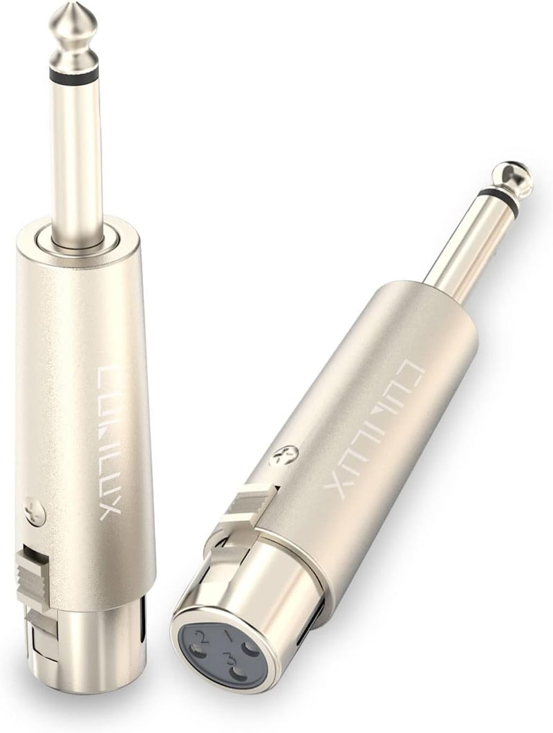 Cubilux Unbalance XLR Female to 1/4” TS Male Converter, XLR to 6.35mm(Quarter Inch) TS Mono Adapter for Guitar, Keyboard, Drum, Microphone, Power Amplifier, Mixer, Karaoke System, Speaker, 2-Pack - Image 1