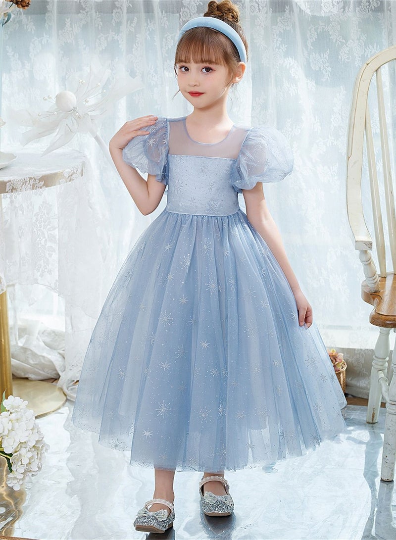 Loquat Frozen Princess Elsa Dress For Girls Blue  - Image 1