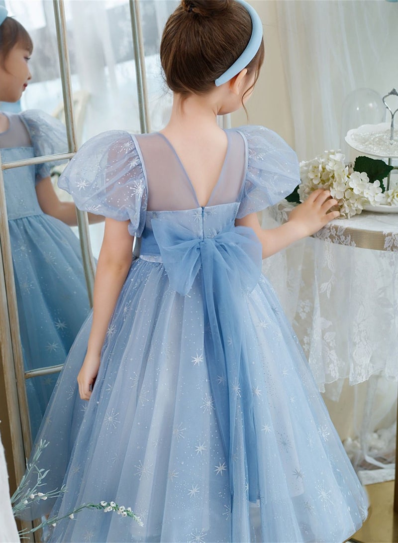 Loquat Frozen Princess Elsa Dress For Girls Blue  - Image 3