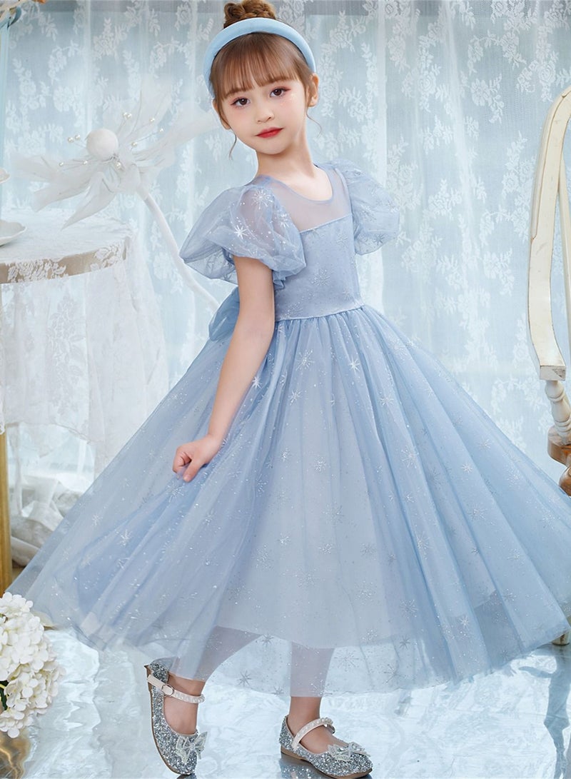 Loquat Frozen Princess Elsa Dress For Girls Blue  - Image 2