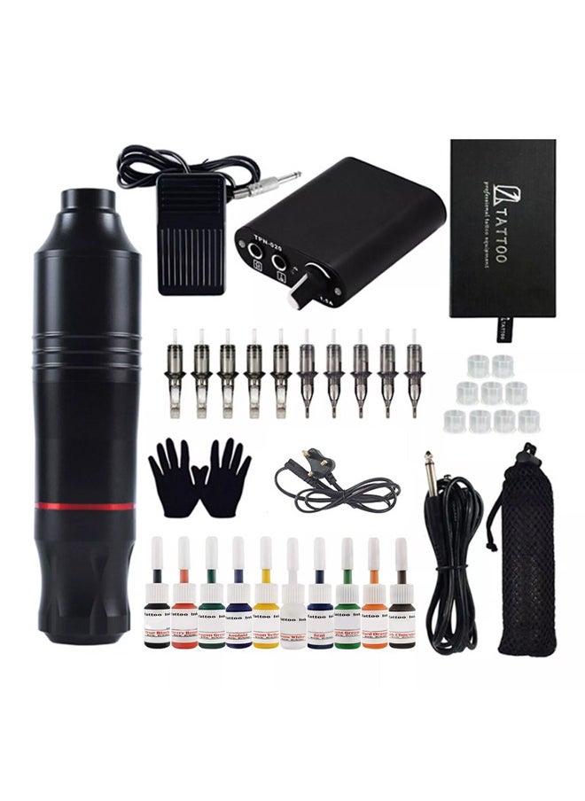 Occuwzz Wireless Rotating Tattoo Pen Kit Wireless Power RCA Portable Rechargeable OLED Display Tattoo Power Supply Cartridge Needle Tattoo Transfer Gel 30ml Pigment Diluent Professional Tattoo Tool Set  - Image 3