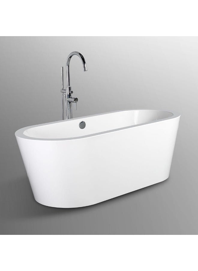 DANUBE HOME Milano Queen Acrylic Freestanding Bathtub With Pop-Up Waste Elegant Design Durable Easy To Maintain Perfect For Modern Bathrooms Comfortable And Luxurious - White - Image 1