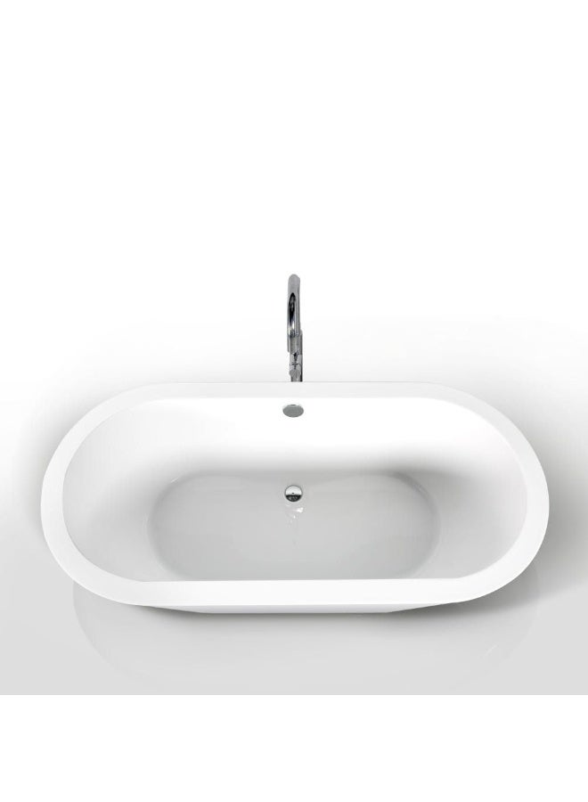 DANUBE HOME Milano Queen Acrylic Freestanding Bathtub With Pop-Up Waste Elegant Design Durable Easy To Maintain Perfect For Modern Bathrooms Comfortable And Luxurious - White - Image 2