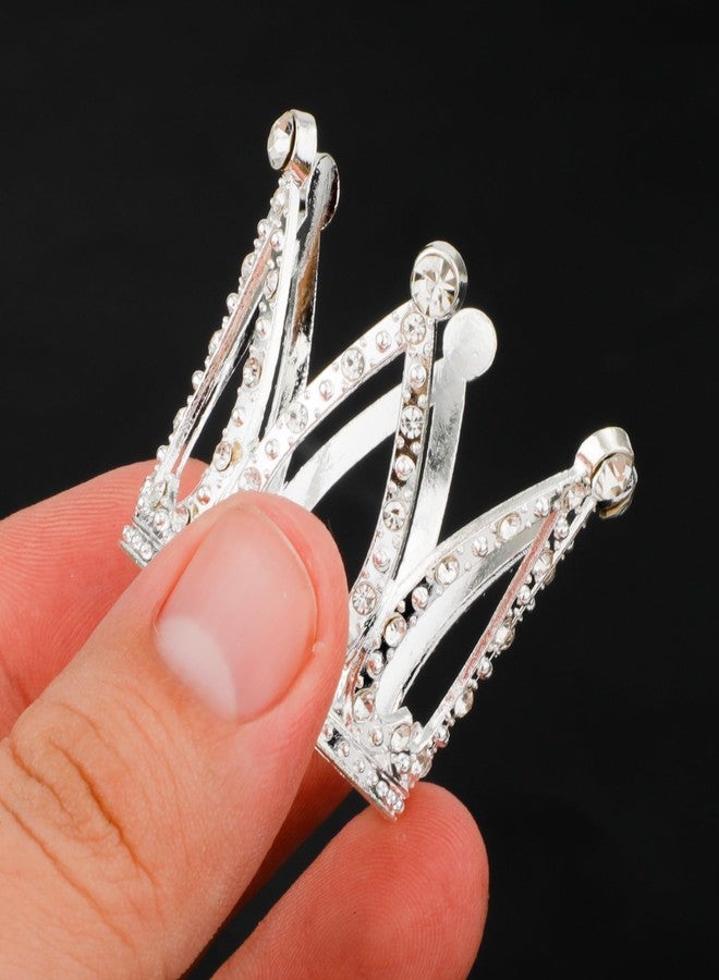 PEUTIER 3pcs Crown Cake Topper, Rhinestone Cake Toppers Cute Wedding Crowns Decorations Royal Cupcake Toppers Mini Crowns Cake Decor Silver Pink Gold Crown Decorations for Bouquets Party Wedding Birthday - Image 3