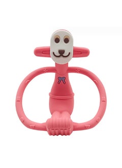Pink Sitting Monkey Teether Teething Soothing Toy Baby Teething Toy Silicone Bpa Free Suitable For Infants And Toddlers Boys And Girls
