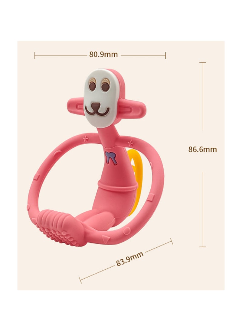Generic - Pink Sitting Monkey Teether Teething Soothing Toy Baby Teething Toy Silicone Bpa Free Suitable For Infants And Toddlers Boys And Girls - Image 1