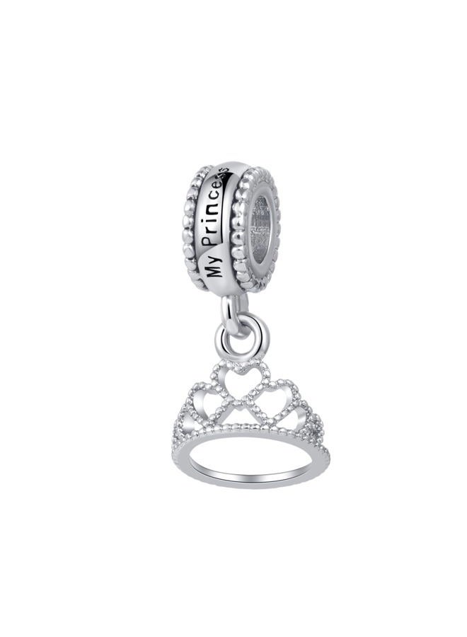 MiiFort Girls Women Crown Tiara Charm for Bracelets Necklaces Pendants Engraved My Princess Gift for Her, Cubic Zirconia, Cubic Zirconia - Image 2