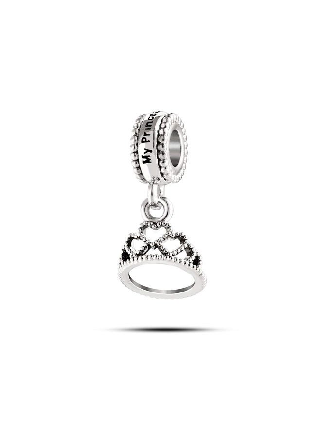 MiiFort Girls Women Crown Tiara Charm for Bracelets Necklaces Pendants Engraved My Princess Gift for Her, Cubic Zirconia, Cubic Zirconia - Image 1
